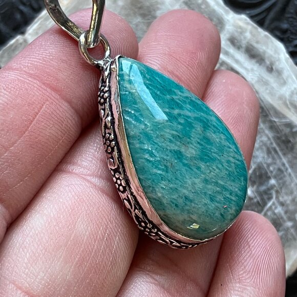 Amazonite Crystal Gemstone Jewelry Pendant - Picture 3 of 7